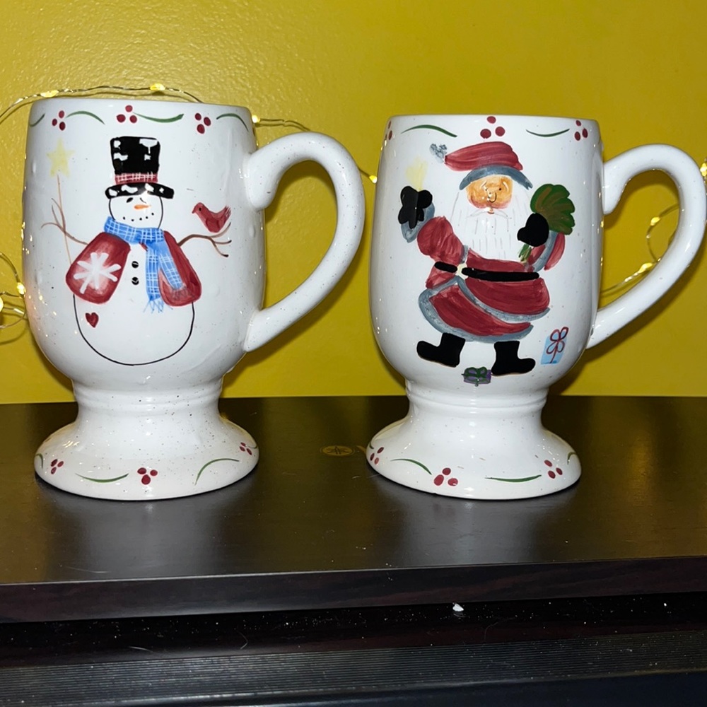 Set of two Cosmos Gifts Corp. mugs Santa Claus & Snowman